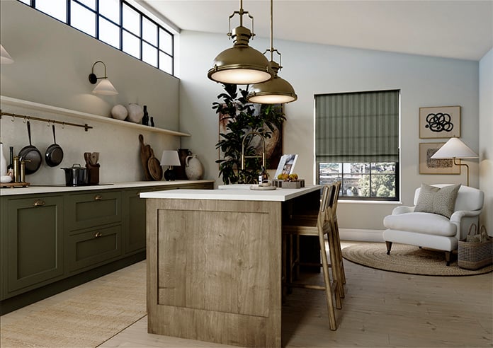 Portofino Stripe, Fern Green - Roman Blind - Image 6